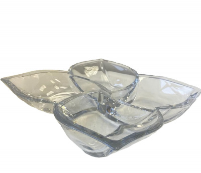 990/90330/0/05350/350-109 Салатник-кабарет 35см, 4 секции, Crystal BOHEMIA, серия "Trays", хрусталь