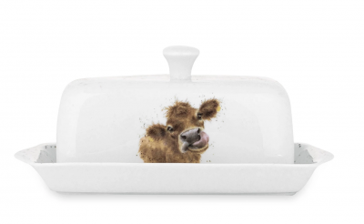 Маслёнка с крышкой Royal Worcester Забавная фауна Буренка 18,3 см, фарфор костяной RWC WN43