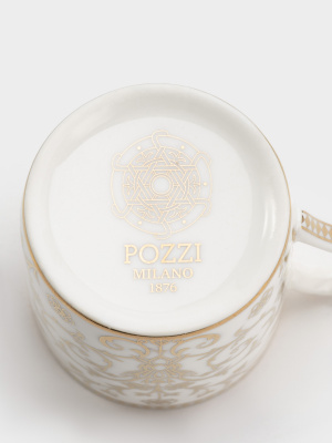PM-0124/GLDE Чайная пара: чашка 220мл с блюдцем, Pozzi Milano, серия Golden в подарочной упаковке.