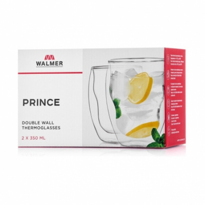  02021035 Стаканы низкие 350мл PRINCE двойные стенки WALMER 2 штуки
