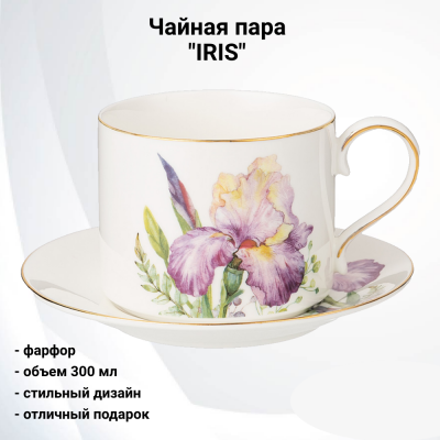 590-469  Чайная пара:чашка 300мл с блюдцем, Lefard, серия "IRIS" 