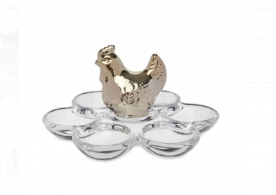 ANLAF-0018EH Блюдо пасхальное, 15 см, золотистое, Курица, Golden Easter 6 отделений, стекло