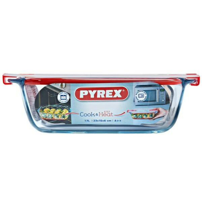 216PH00/7144 Форма стеклянная для запекания с крышкой  2,5л 28*20см, Pyrex, серия Cook&Heat 
